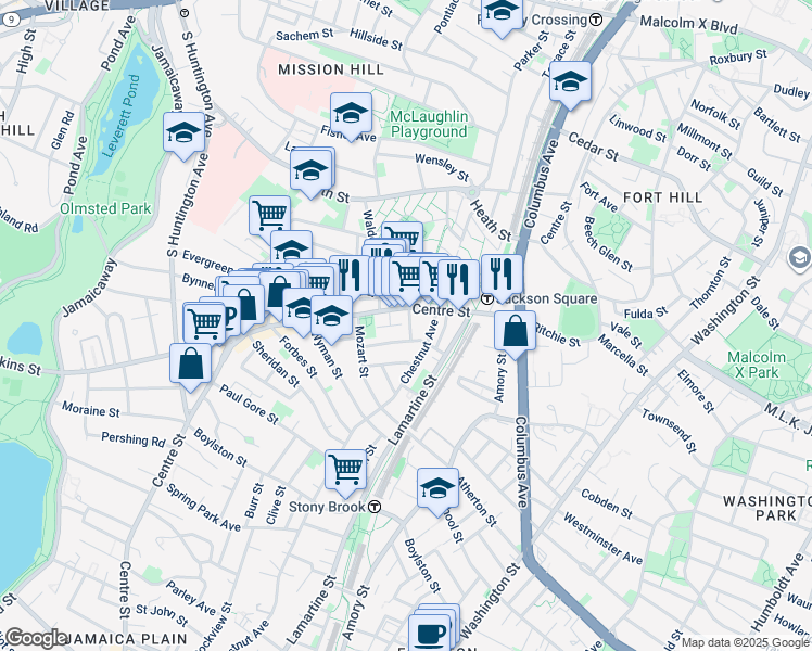 map of restaurants, bars, coffee shops, grocery stores, and more near in Boston