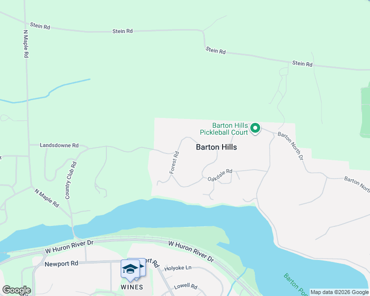 map of restaurants, bars, coffee shops, grocery stores, and more near in Ann Arbor Charter Township
