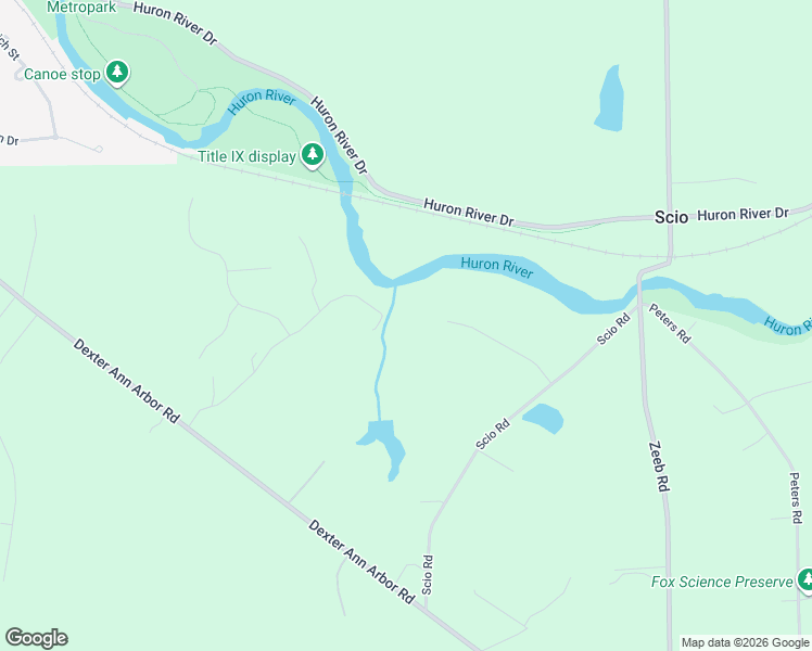 map of restaurants, bars, coffee shops, grocery stores, and more near 2555 Scio Road in Dexter