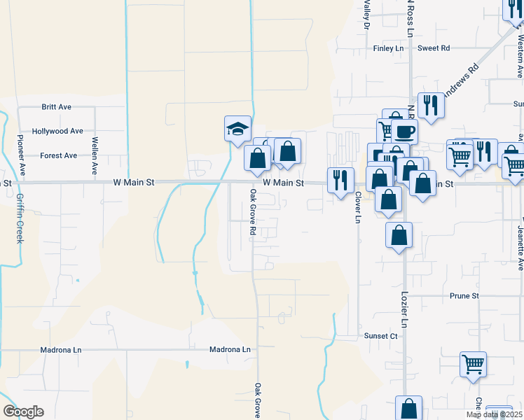 map of restaurants, bars, coffee shops, grocery stores, and more near 141 Oak Grove Road in Medford