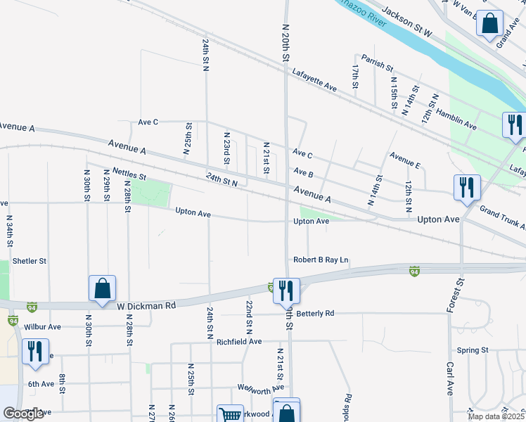 map of restaurants, bars, coffee shops, grocery stores, and more near 692 Upton Avenue in Springfield
