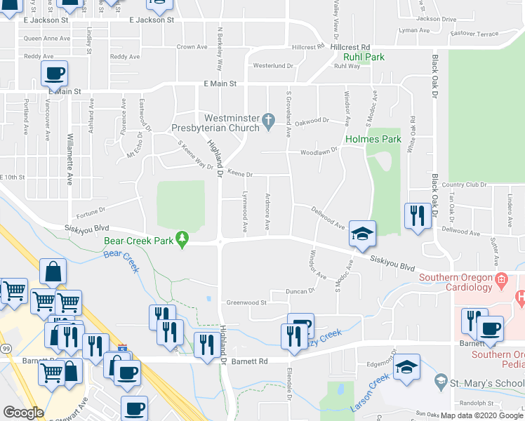 map of restaurants, bars, coffee shops, grocery stores, and more near 408 Ardmore Avenue in Medford