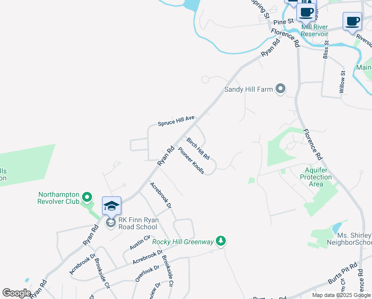 map of restaurants, bars, coffee shops, grocery stores, and more near 22 Pioneer Knolls in Northampton