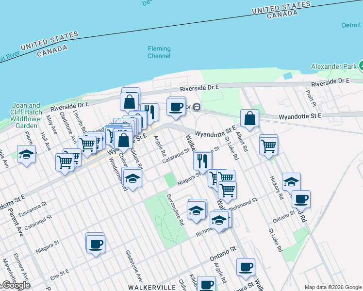 map of restaurants, bars, coffee shops, grocery stores, and more near 766 Monmouth Road in Windsor