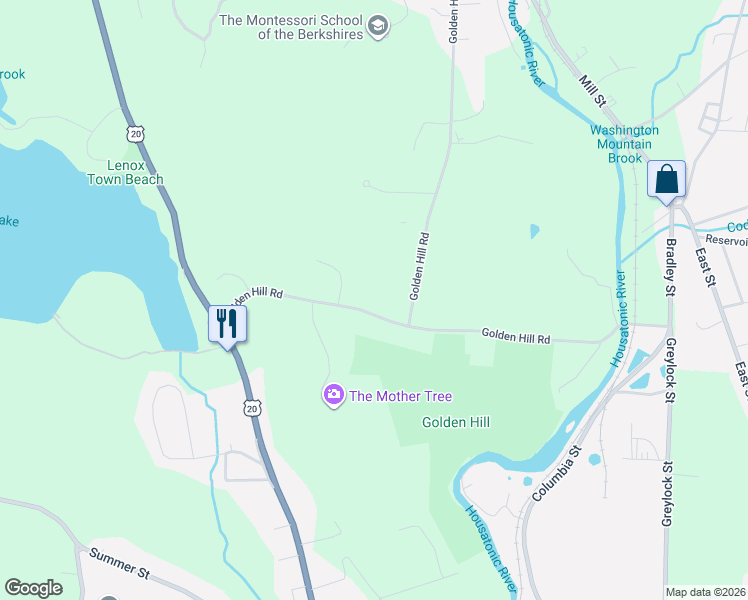 map of restaurants, bars, coffee shops, grocery stores, and more near 25 Golden Hill Road in Lee