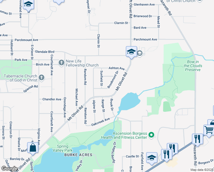 map of restaurants, bars, coffee shops, grocery stores, and more near 3090 Brookmont Drive in Kalamazoo