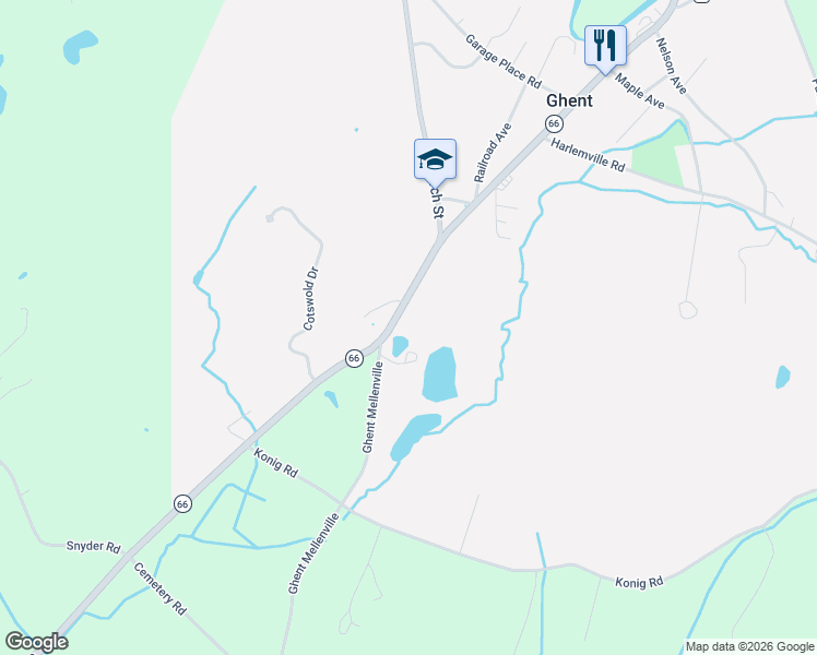 map of restaurants, bars, coffee shops, grocery stores, and more near 2177 New York 66 in Ghent