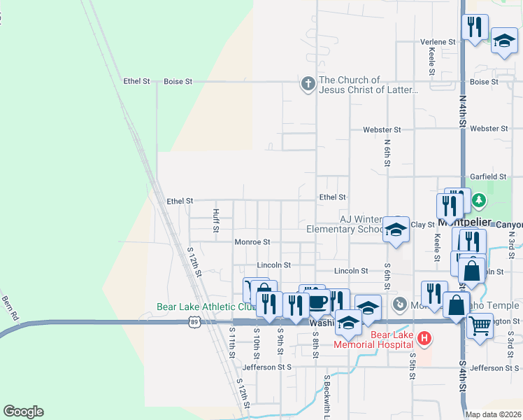 map of restaurants, bars, coffee shops, grocery stores, and more near 476 North 10th Street in Montpelier