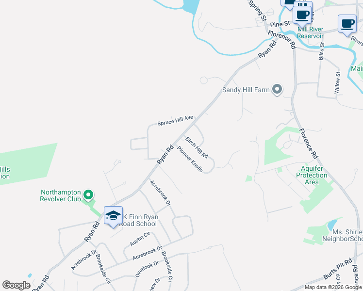 map of restaurants, bars, coffee shops, grocery stores, and more near 22 Pioneer Knolls in Northampton