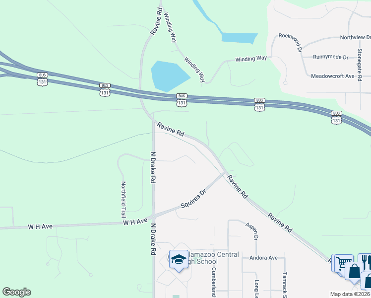 map of restaurants, bars, coffee shops, grocery stores, and more near 4762 Weston Avenue in Kalamazoo