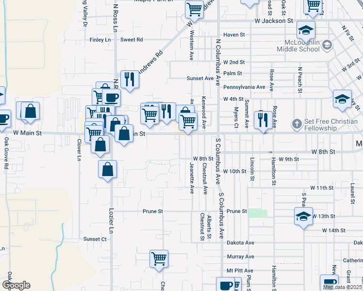 map of restaurants, bars, coffee shops, grocery stores, and more near 19 Lewis Avenue in Medford