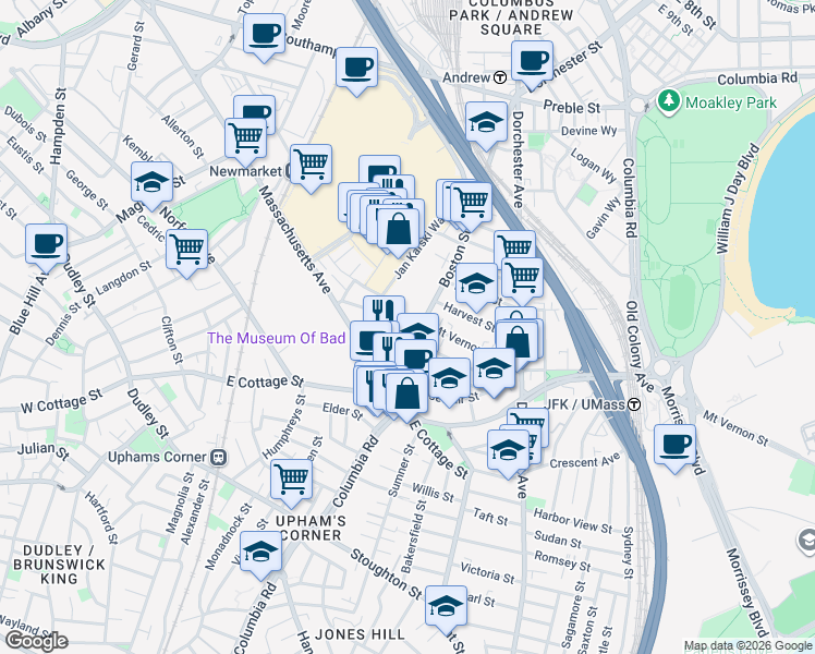 map of restaurants, bars, coffee shops, grocery stores, and more near 4 Saint Margaret Street in Boston