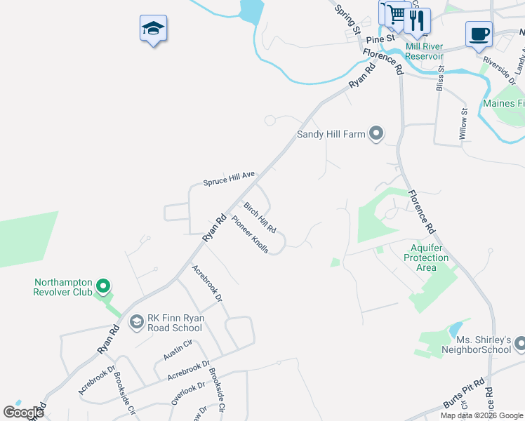 map of restaurants, bars, coffee shops, grocery stores, and more near 48 Hickory Drive in Northampton