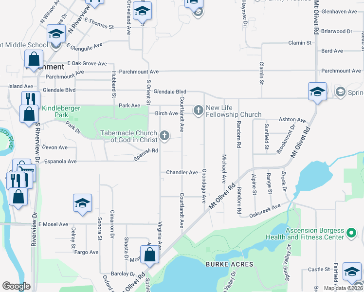 map of restaurants, bars, coffee shops, grocery stores, and more near 3202 Courtlandt Avenue in Kalamazoo