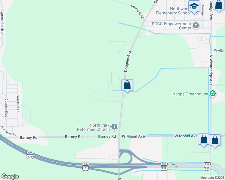 map of restaurants, bars, coffee shops, grocery stores, and more near 3201-3261 Birch Ln in Kalamazoo