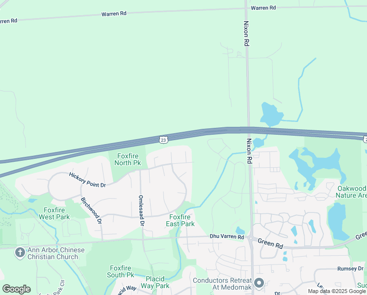 map of restaurants, bars, coffee shops, grocery stores, and more near 3219 Featherstone Court in Ann Arbor