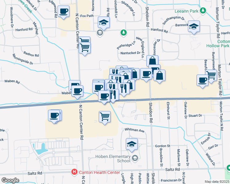 map of restaurants, bars, coffee shops, grocery stores, and more near in 