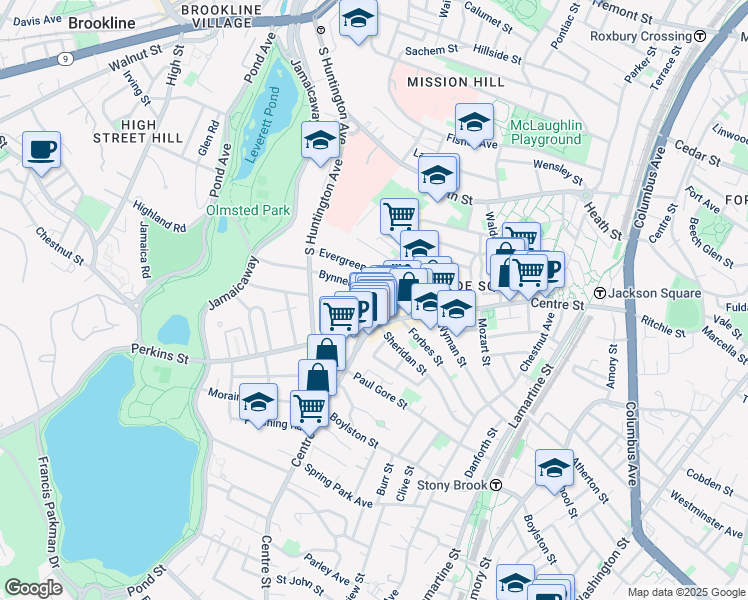 map of restaurants, bars, coffee shops, grocery stores, and more near 386-386A Centre Street in Boston