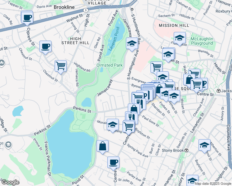 map of restaurants, bars, coffee shops, grocery stores, and more near 10 Zamora Court in Boston