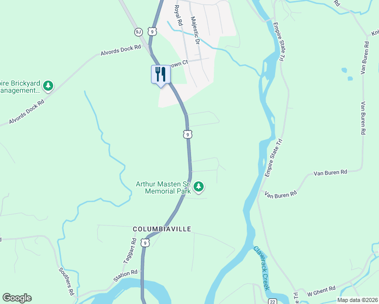 map of restaurants, bars, coffee shops, grocery stores, and more near Trailer Park in Hudson