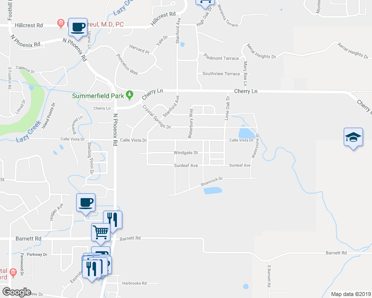 map of restaurants, bars, coffee shops, grocery stores, and more near 3777 Windgate Street in Medford