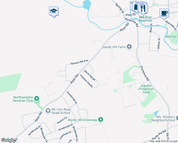map of restaurants, bars, coffee shops, grocery stores, and more near 22 Pioneer Knolls in Northampton