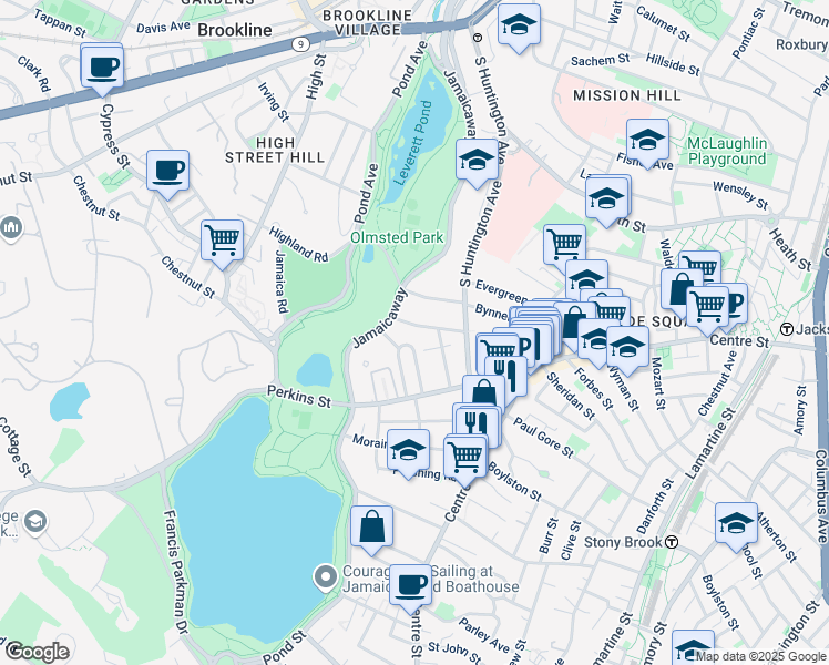map of restaurants, bars, coffee shops, grocery stores, and more near 10 Zamora Court in Boston