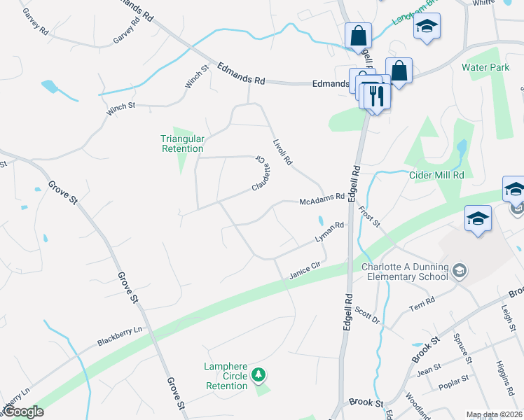 map of restaurants, bars, coffee shops, grocery stores, and more near 10 Westview Road in Framingham