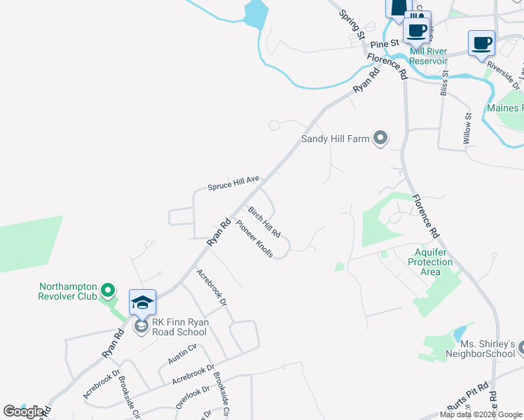 map of restaurants, bars, coffee shops, grocery stores, and more near 22 Pioneer Knolls in Northampton