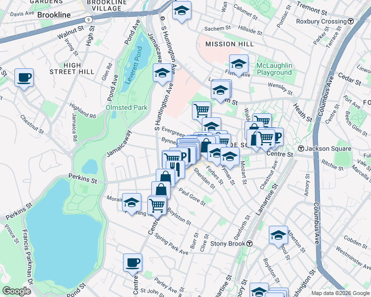 map of restaurants, bars, coffee shops, grocery stores, and more near in 