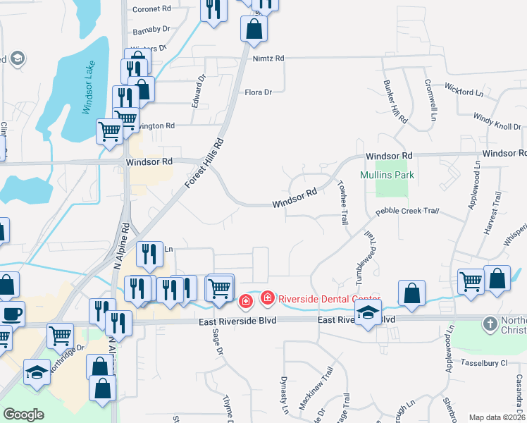 map of restaurants, bars, coffee shops, grocery stores, and more near 2428 Harlem Crest Road in Loves Park