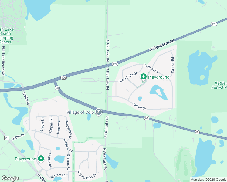 map of restaurants, bars, coffee shops, grocery stores, and more near 364 Toccoa Lane in Round Lake