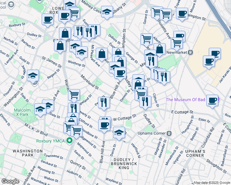 map of restaurants, bars, coffee shops, grocery stores, and more near in Boston