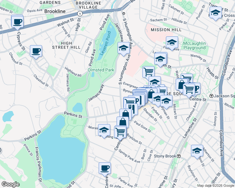 map of restaurants, bars, coffee shops, grocery stores, and more near in Boston