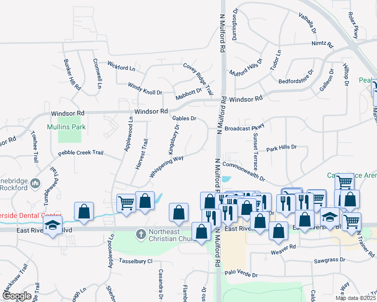 map of restaurants, bars, coffee shops, grocery stores, and more near 4356 Rockaway Court in Loves Park