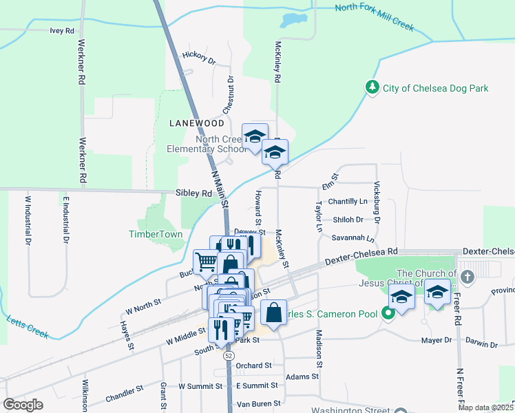 map of restaurants, bars, coffee shops, grocery stores, and more near 550 Howard Street in Chelsea