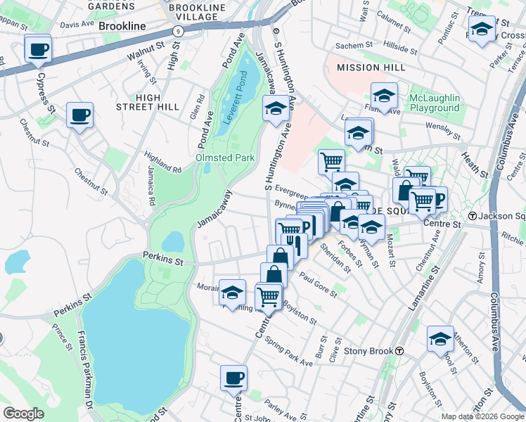 map of restaurants, bars, coffee shops, grocery stores, and more near in Boston