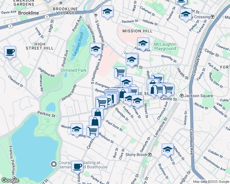 map of restaurants, bars, coffee shops, grocery stores, and more near in Boston