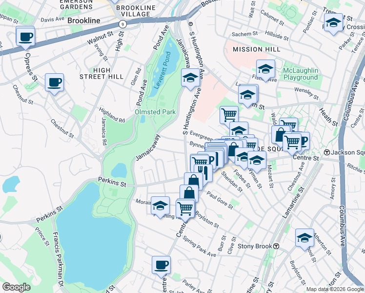 map of restaurants, bars, coffee shops, grocery stores, and more near in Boston