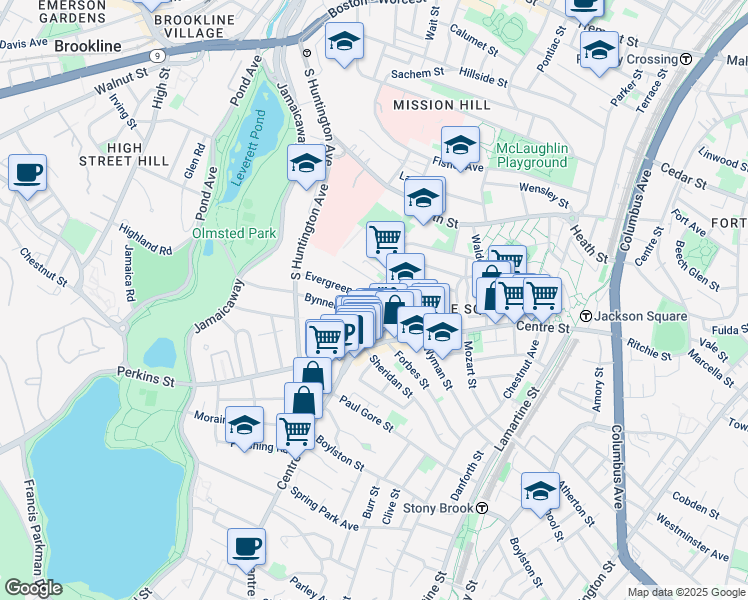 map of restaurants, bars, coffee shops, grocery stores, and more near in Boston