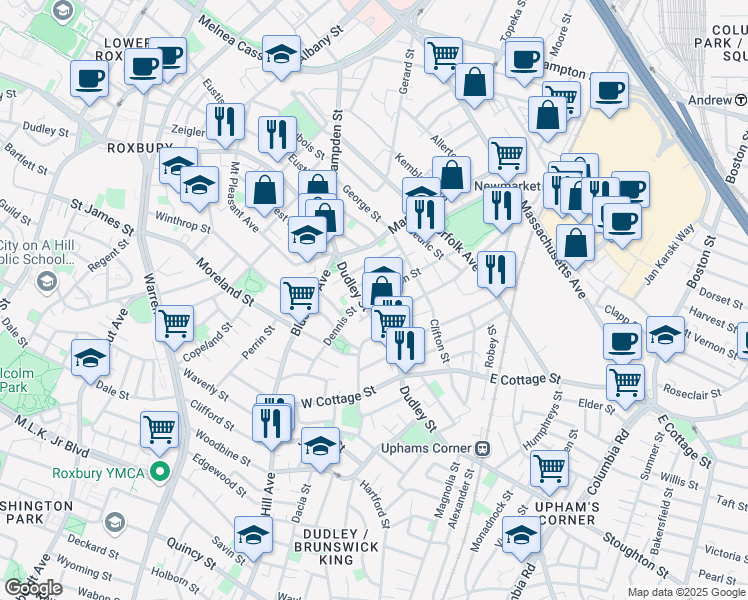 map of restaurants, bars, coffee shops, grocery stores, and more near 11A Langdon Street in Boston