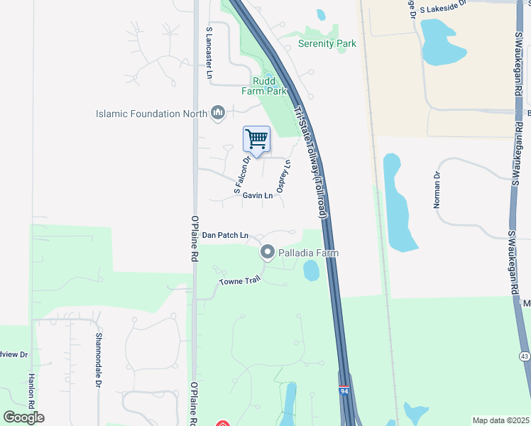 map of restaurants, bars, coffee shops, grocery stores, and more near 1993 Sparrow Court in Libertyville