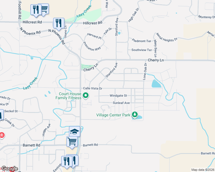 map of restaurants, bars, coffee shops, grocery stores, and more near 3743 Calle Vista Drive in Medford