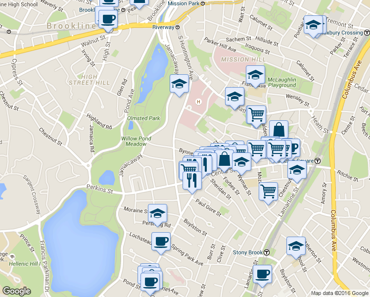 map of restaurants, bars, coffee shops, grocery stores, and more near in Boston
