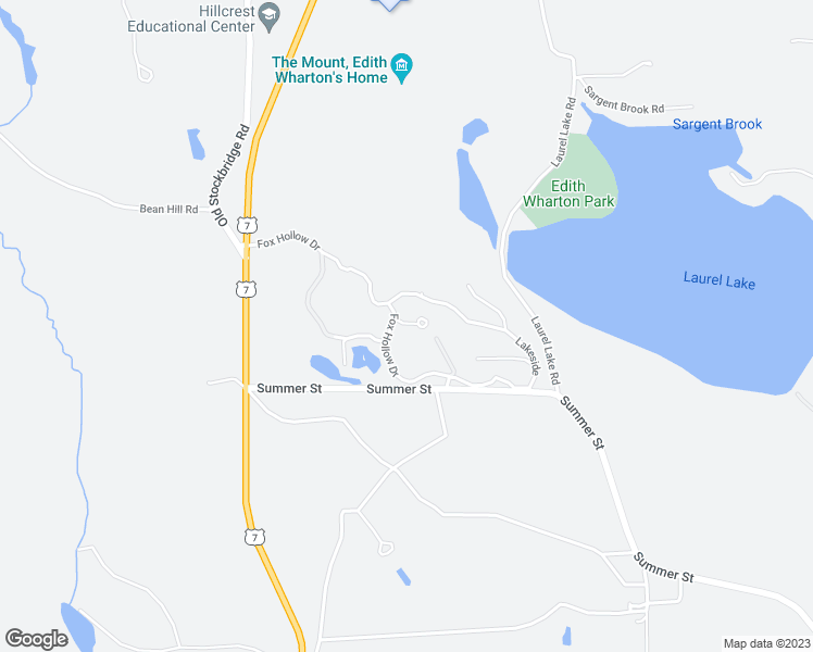 map of restaurants, bars, coffee shops, grocery stores, and more near 3 Fox Hollow Drive in Lenox