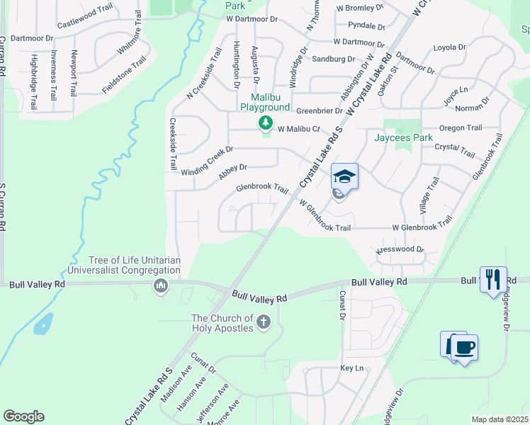 map of restaurants, bars, coffee shops, grocery stores, and more near 5305 Cobblers Crossing in McHenry