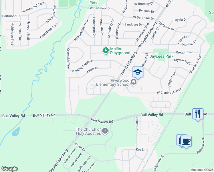 map of restaurants, bars, coffee shops, grocery stores, and more near 5227 Cobblers Crossing in McHenry