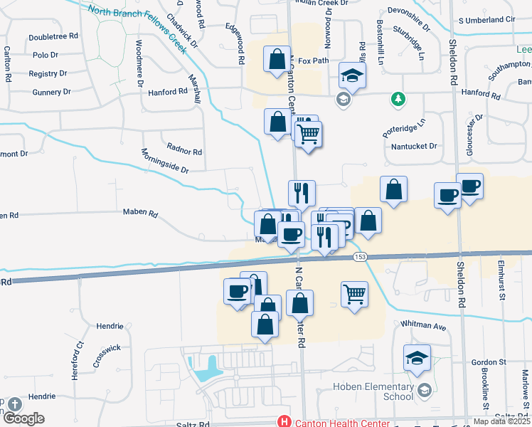 map of restaurants, bars, coffee shops, grocery stores, and more near 5788 Hathaway Road in Wayne County