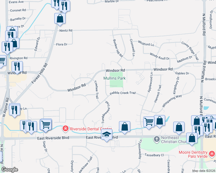 map of restaurants, bars, coffee shops, grocery stores, and more near 4373 Blackberry Knoll Drive in Loves Park