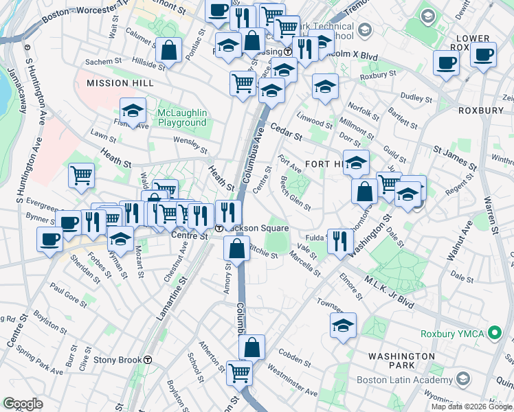 map of restaurants, bars, coffee shops, grocery stores, and more near 286 Highland Street in Boston